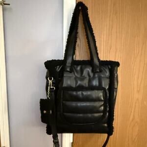 Aspen black faux leather puffy